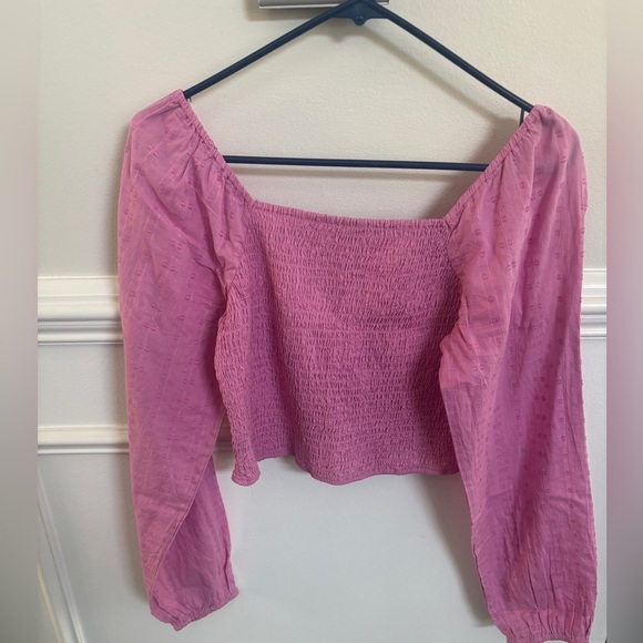 Midnight Sky Pink Smocked Long Sleeve Top Size M - Picture 3 of 6